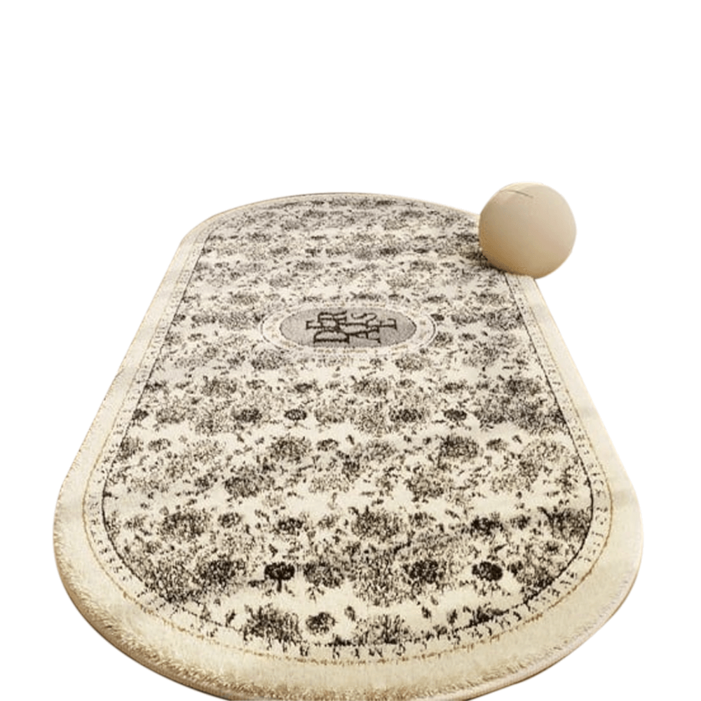 พรม MJHOMEDESIGNS BEDSIDE CARPET 77 ขนาด 80*160 ซม. ครีม-ดำ NO.1